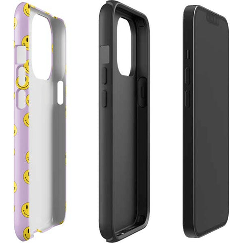 Purple Happy Face Pattern iPhone 15 Pro Impact Case